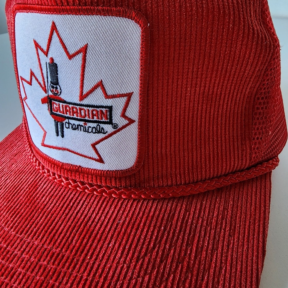 Vintage 80s Guardian Chemicals Corduroy‎ Trucker Hat Cap Snap Back Patch Soldier - Picture 7 of 14